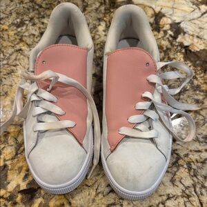 Puma Women's Pink and White Sneakers